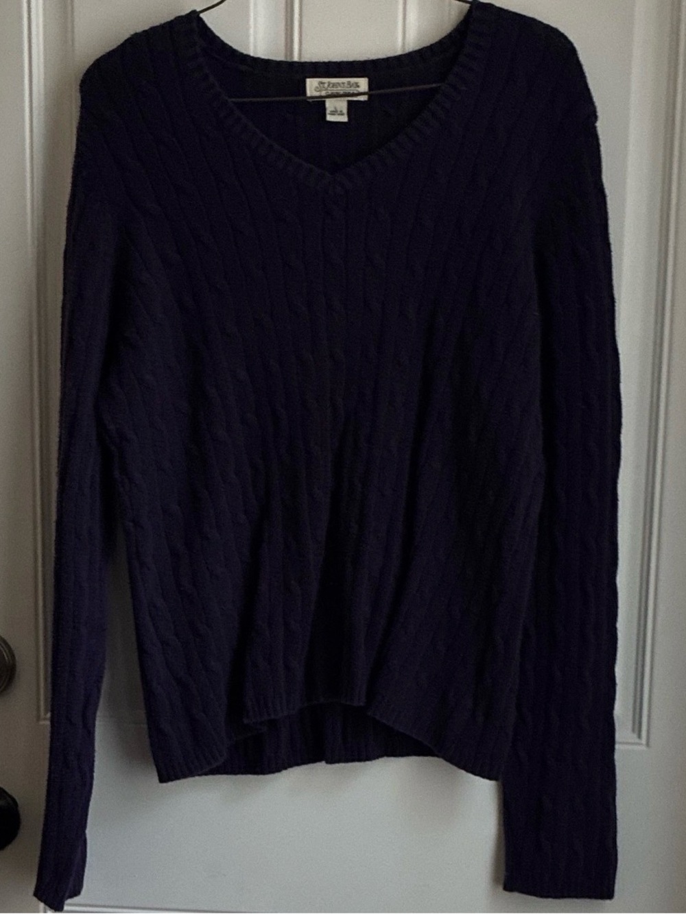 St. John's Bay Cable-Knit V-Neck Sweater - Dark Purple